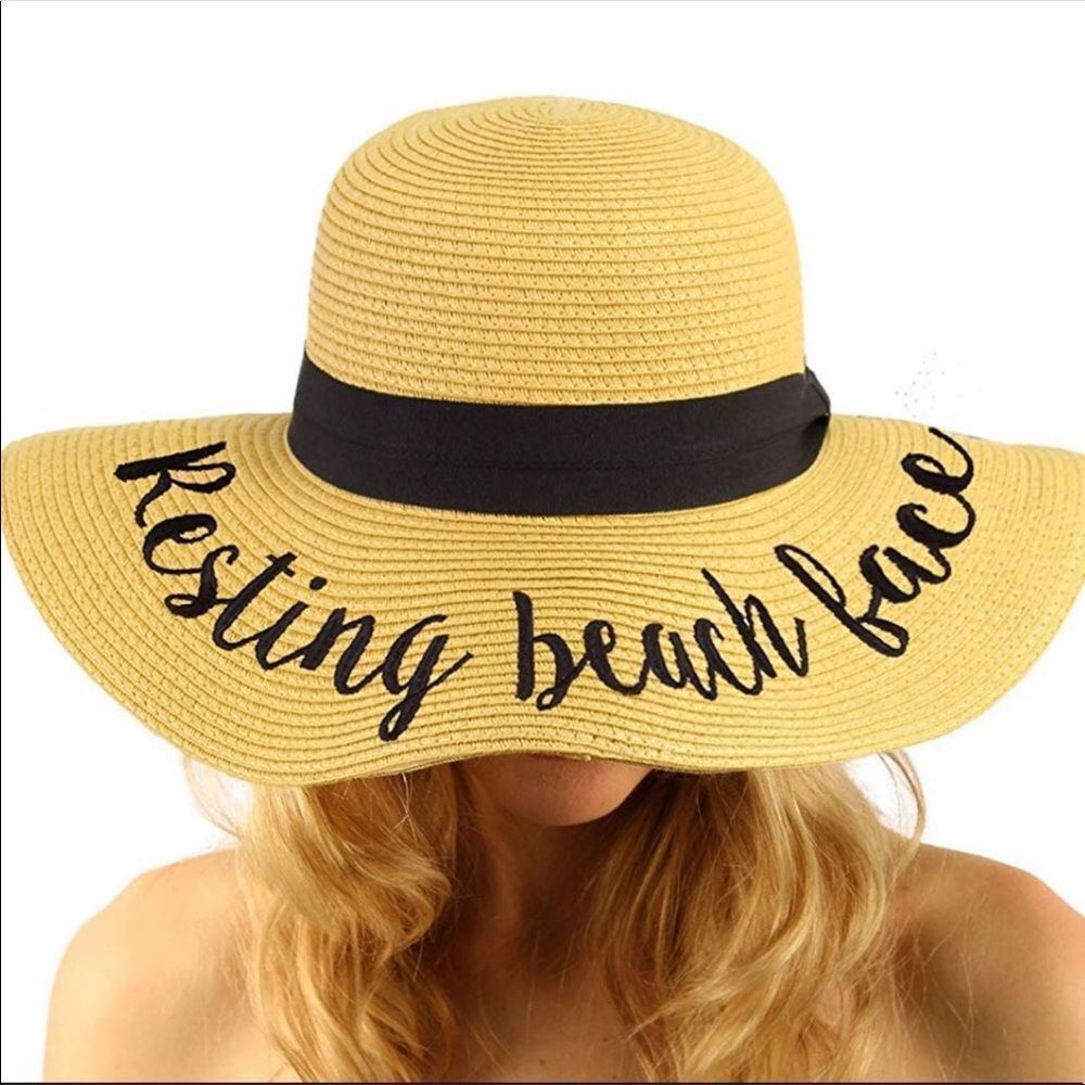 CC Resting Beach Face Floppy Hat Embroidered